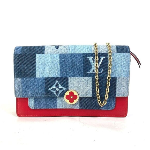 LOUIS VUITTON M69036 MonogramDenim Portefeuille Flor Chain Wallet Shoulder Bag - Picture 1 of 14